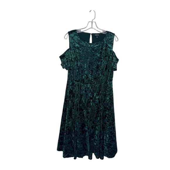 Torrid Womens Green Velvet Burnout Skater Dress Size Large Whimsigoth Grunge - Picture 1 of 13